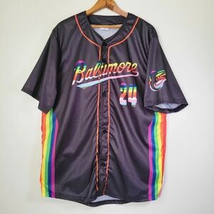 Baltimore Orioles Pride Night Baseball Jersey Black Rainbow 24 Mens XL